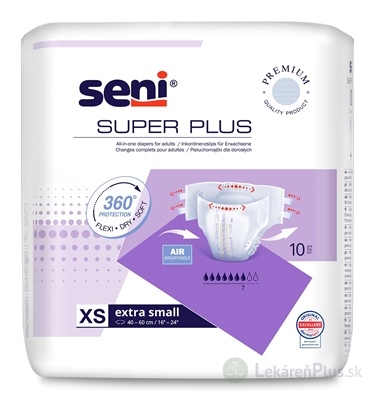 Seni SUPER PLUS extra small XS plienkové nohavičky (obvod pása 40-60 cm) 1x10 ks