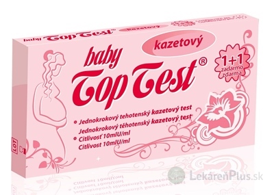 Baby Top Test tehotenský kazetový jednokrokový (1+1 zadarmo), 1x2 ks