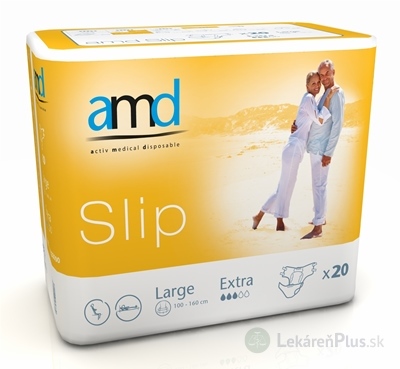 amd Slip Extra Large inkontinenčné plienky, obvod bokov 100 - 160 cm, nasiakavosť 2500 ml, 1x20 ks