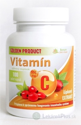 GOLDEN PRODUCT Vitamín C 500 mg + šípkový extrakt cps 1x100 ks