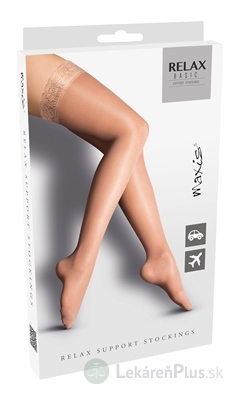 MAXIS RELAX BASIC STEHENNÉ PANČUCHY veľkosť XL, s krajkou, svetlé, 1x1 pár