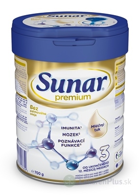 Sunar Premium 3 mliečna výživa (od ukonč. 12. mesiaca) 1x700 g