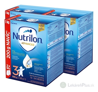 Nutrilon Advanced 3 batoľacia mliečna výživa v prášku (12-24 mesiacov) 3x1000 g (3000 g)