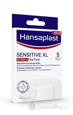 Hansaplast SENSITIVE XL Sterile náplasť, 6x7 cm, 1x5 ks