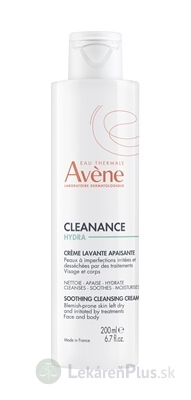 AVENE CLEANANCE HYDRA Upokojujúci umývací krém pleť so sklonom k nedokonalostiam, tvár a telo 1x200 ml