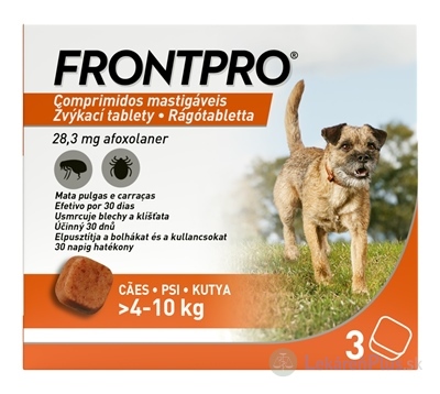 FRONTPRO 28 mg žuvacie tablety pre psy (4 - 10 kg) 1x3 ks