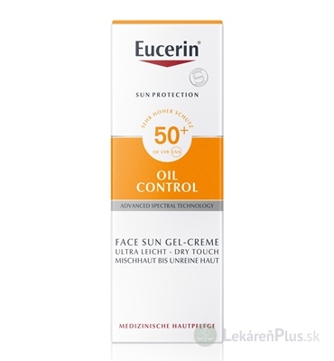 Eucerin SUN OIL CONTROL FACE SPF 50+ ochranný krémový gél na opaľovanie na tvár 1x50 ml