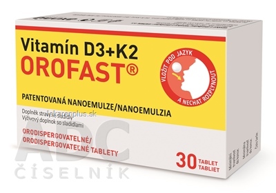 Vitamín D3 + K2 OROFAST orodispergovateľné tablety 1x30 ks
