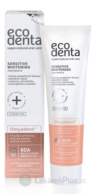 EcoDenta SENSITIVE WHITENING bieliaca zubná pasta na citlivé zuby, s omyadentom 1x100 ml
