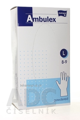 Ambulex rukavice LATEX veľ. L, nesterilné, pudrované 1x 100 ks