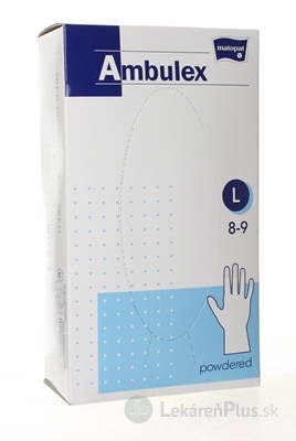 Ambulex rukavice LATEX veľ. L, nesterilné, pudrované 1x 100 ks