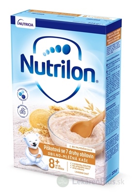 Nutrilon obilno-mliečna kaša piškótová so 7 druhmi obilnín, bez palmového oleja (od ukonč. 8. mesiaca) (inov.2021) 1x225 g