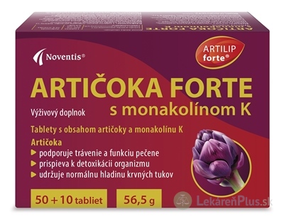 Noventis ARTIČOKA FORTE s monakolínom K tbl 50+10 (60 ks)