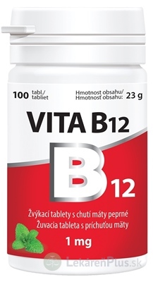 Vitabalans VITA B12 1 mg žuvacie tablety s príchuťou mäty (inov. 2021) 1x100 ks