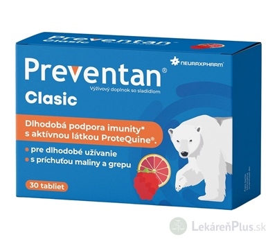 Neuraxpharm Preventan Clasic tbl príchuť malina a grep, 1x30 ks