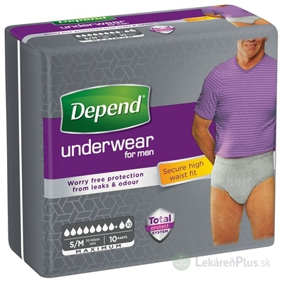 DEPEND MAXIMUM S/M pre mužov naťahovacie nohavičky, obvod bokov 70-105 cm, priedušné, 1x10 ks