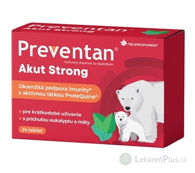 Neuraxpharm Preventan Akut Strong tbl s príchuťou eukalyptu a mäty 1x24 ks