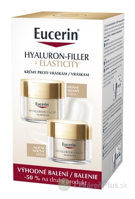 Eucerin HYALURON-FILLER+ELASTICITY DUO proti vráskam, denný krém 50 ml + nočný krém 50 ml (zľava na 2.produkt) 1x1 set