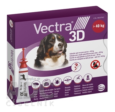VECTRA 3D spot-on psy XL (>40 kg) roztok na kožu (aplikátor-červený) 3x8 ml