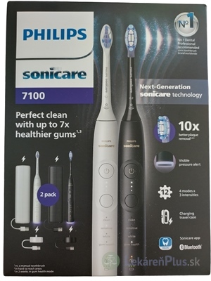 Philips Sonicare 7100 White and Black 1+1 elektrická sonická zubná kefka (HX7429/02) s nabíjacím puzdrom, biela 1ks + čierna 1ks, 1x1 set