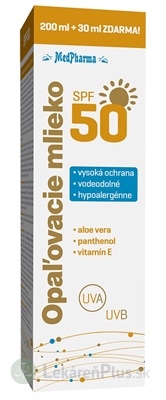 MedPharma OPAĽOVACIE MLIEKO SPF 50 200+30 ml zdarma (230 ml)