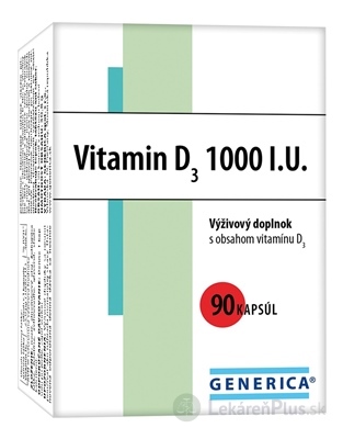 GENERICA Vitamin D3 1000 I.U. cps 1x90 ks