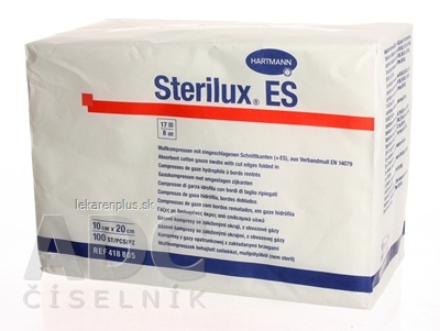 STERILUX ES kompres nesterilný so založenými okrajmi 17 vlákien 8 vrstiev (10x20 cm) 1x100 ks