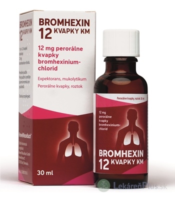 BROMHEXIN 12 KVAPKY KM gtt por (liek.skl.hnedá+kvapkadlo) 1x30 ml