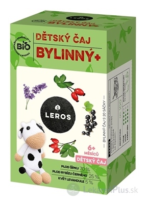 LEROS BIO DETSKÝ ČAJ BYLINNÝ+ nálevové vrecká (od 6+ mesiacov) (inov. 2021) 20x2 g (40 g)