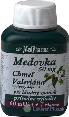 MedPharma MEDOVKA 50MG + CHMEĽ + VALERIÁNA tbl 60+7 zadarmo (67 ks)