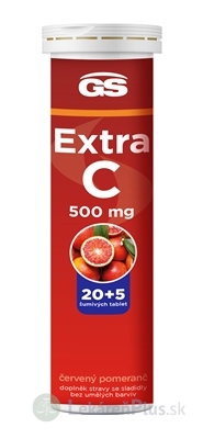 GS Extra C 500 mg tbl eff (inov.2023) príchuť červený pomaranč 20+5 (25 ks)