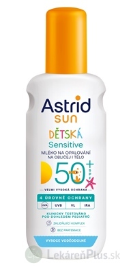 ASTRID SUN SENSITIVE Detské mlieko OF 50+ v spreji, na opaľovanie 1x150 ml