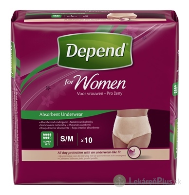 DEPEND SUPER S/M pre ženy naťahovacie nohavičky 1x10 ks