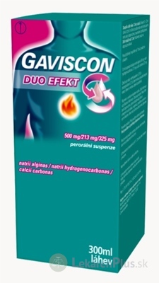 GAVISCON DUO EFEKT Perorálna suspenzia sus por (fľ.skl.jantár.+odmerka) 1x300 ml