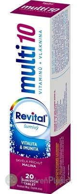 Revital multi 10 vitamínov + vláknina šumivý tbl eff s príchuťou malina 1x20 ks