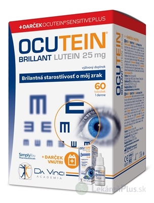 OCUTEIN BRILLANT Luteín 25 mg - DA VINCI cps 60 ks + očné kvapky OCUTEIN Sensitive 15 ml zadarmo, 1x1set