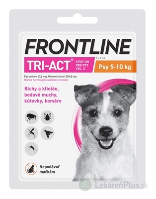 FRONTLINE TRI-ACT Spot-On pre psy S sol (na kožu, psy 5-10 kg) 1x1 ml