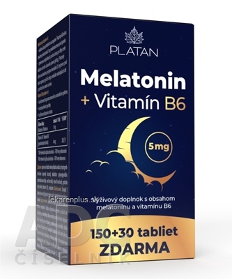 PLATAN Melatonín + Vitamín B6 tbl 150+30 zadarmo (180 ks)