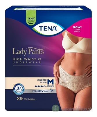TENA Lady Pants Plus Creme M dámske naťahovacie inkontinenčné nohavičky, krémové 1x9 ks