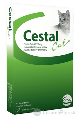 CESTAL CAT 80 mg/20 mg žuvacie tablety pre mačky 1x8 ks
