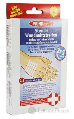 WUNDmed Sterilné prúžky na stiahnutie reznej rany (102 mm x 6,4 mm) stehy 2x5 ks (10 ks)