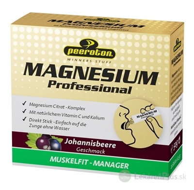 Peeroton MAGNESIUM Professional prášok vo vrecúškach, príchuť čiernej ríbezle 20x2,5 g
