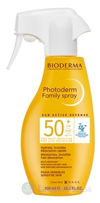 BIODERMA Photoderm Family Sprej SPF 50+ bez parfumu, 1x300 ml