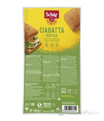 Schär CIABATTA RUSTICA žemle bezgluténové, predpečené, celozrnné 4x50 g (200 g)