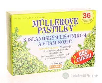 MÜLLEROVE PASTILKY S ISLAND. LIŠAJNÍKOM A VIT. C Bez cukru 1x36 ks