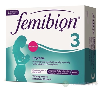 Femibion 3 Dojčenie tbl 28 + cps 28 (kys. listová + vápnik, vitamíny a minerály + DHA) 1x56 ks