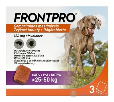 FRONTPRO 136 mg žuvacie tablety pre psy (25 - 50 kg) 1x3 ks