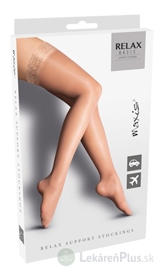 MAXIS RELAX BASIC STEHENNÉ PANČUCHY veľkosť L, s krajkou, čierne, 1x1 pár