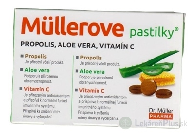 MÜLLEROVE pastilky PROPOLIS, ALOE VERA, VITAMÍN C 1x24 ks