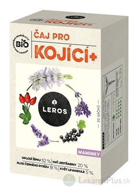 LEROS BIO ČAJ PRE DOJČIACE MAMIČKY+ bylinný čaj aromatizovaný, nálevové vrecká (inov. 2021) 20x2 g (40 g)